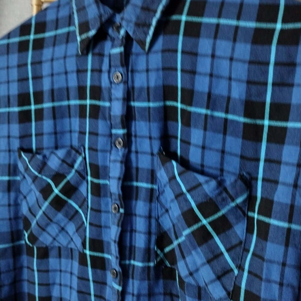 Como Vintage Petite Plaid Button Front Blouse Size Small - Picture 6 of 8